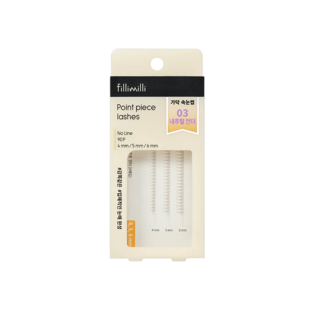 FILLIMILLI Point Piece Lashes 03 Natural Under (V Shape) (4,5,6mm) (90 piezas) Pestañas Postizas
