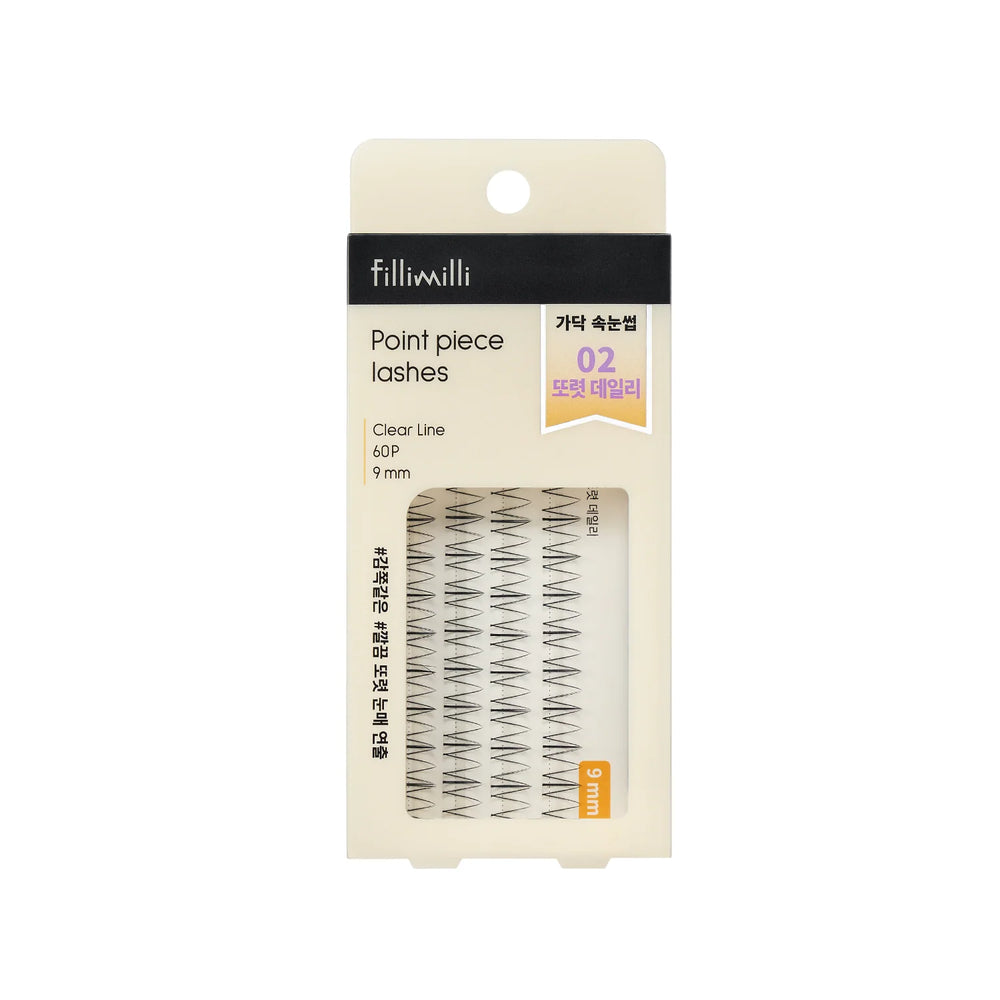 FILLIMILLI Point Piece Lashes 02 Clear Daily (9mm) (60 piezas) - Pestañas Postizas