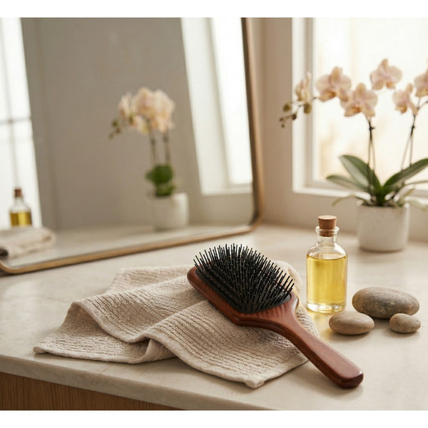 FILLIMILLI Wood Paddle Brush (S) 1 pza – Cepillo Masajeador y Desenredante con Madera Natural y Puntas Redondeadas