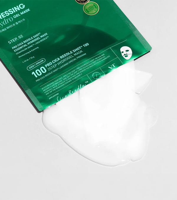 VT COSMETICS | Pro Cica Reedle Shot 100 2-Step Hydrogel Mask | 2 pz | Mascarilla de Hidrogel Calmante de 2 Pasos con Pro Cica Reedle Shot