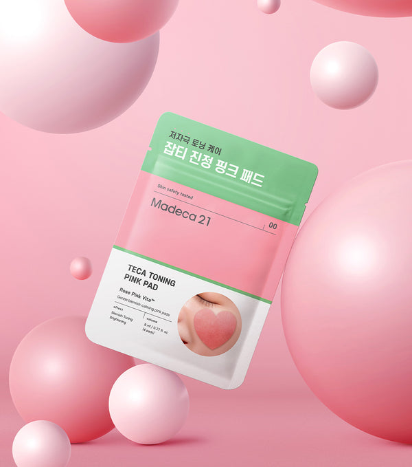 MADECA21 Teca Toning Pink Pad 4u – Pads Faciales Iluminadores y Calmantes con Niacinamida