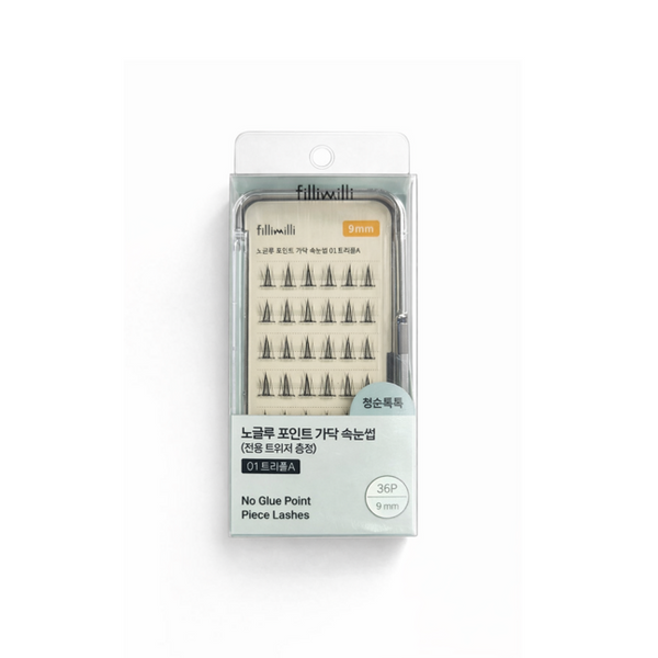 FILLIMILLI No-Glue Point Lashes 01 Triple A (9mm) (36 piezas) Pestañas postizas