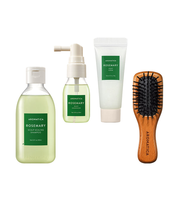 AROMATICA Rosemary Scalp Scaling Trial Kit – Set de Cuidado Capilar Anticaspa con Romero