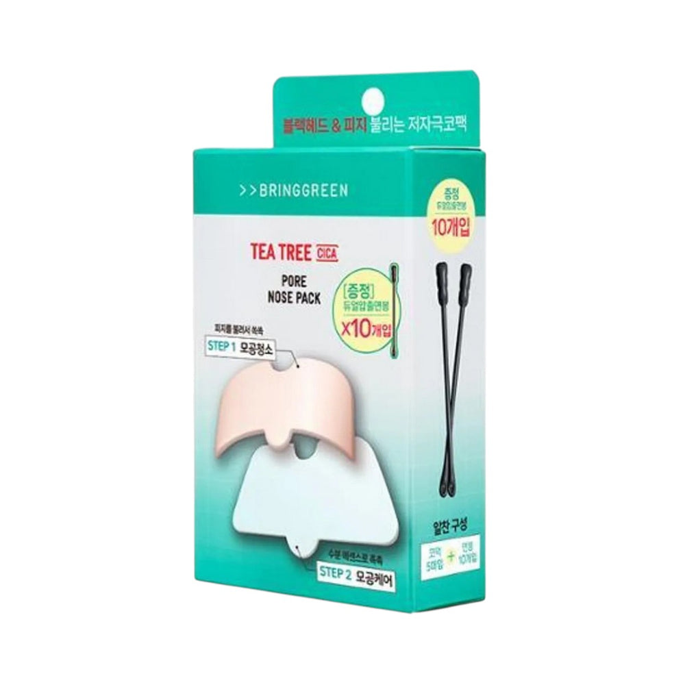 BRING GREEN | Tea Tree Cica Pore Nose Pack 5u – Parches Disolventes de Puntos Negros con Árbol de Té y Cica.