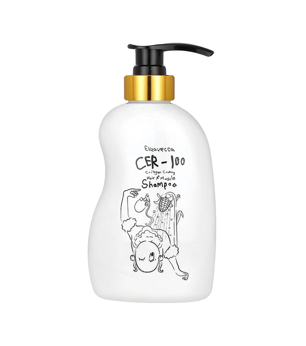 ELIZAVECCA CER-100 Collagen Coating Hair Muscle Shampoo 500ml – Champú Fortalecedor y Revitalizante con Colágeno Hidrolizado