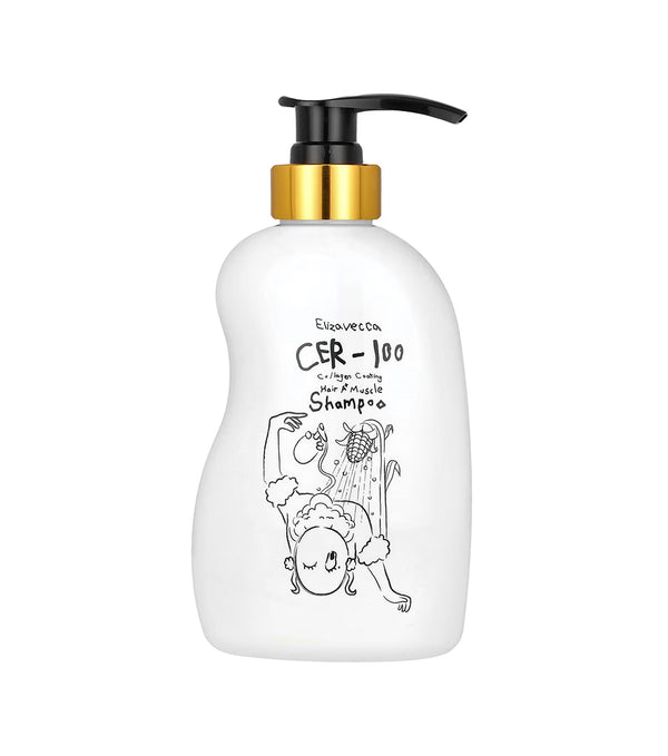 ELIZAVECCA CER-100 Collagen Coating Hair Muscle Shampoo 500ml – Champú Fortalecedor y Revitalizante con Colágeno Hidrolizado