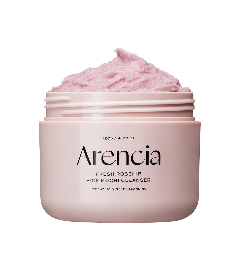 ARENCIA Fresh Rosehip Rice Mochi Cleanser 120g – Limpiador Facial Artesanal Iluminador con Rosa Mosqueta, Arroz y Vitamina C