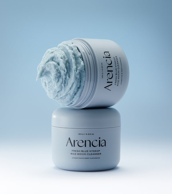 ARENCIA Blue Hyssop Rice Mochi Cleanser 120g – Limpiador Facial Artesanal Calmante con Hisopo Azul, Arroz y Pantenol