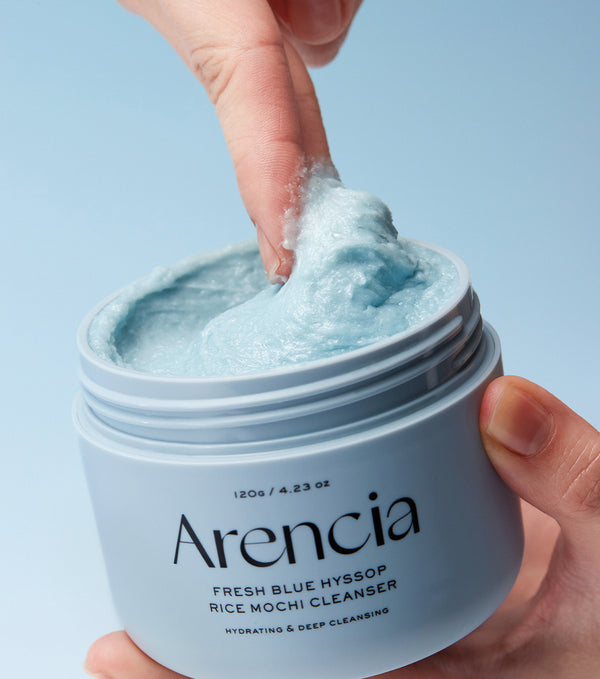 ARENCIA Blue Hyssop Rice Mochi Cleanser 120g – Limpiador Facial Artesanal Calmante con Hisopo Azul, Arroz y Pantenol