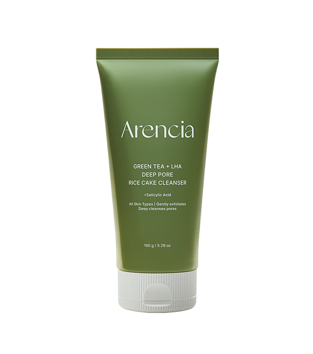 ARENCIA Green Tea + LHA Deep Pore Rice Cake Cleanser 150g – Limpiador de Poros Profundo con Té Verde, LHA y Polvo de Arroz