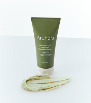 ARENCIA Green Tea + LHA Deep Pore Rice Cake Cleanser 150g – Limpiador de Poros Profundo con Té Verde, LHA y Polvo de Arroz