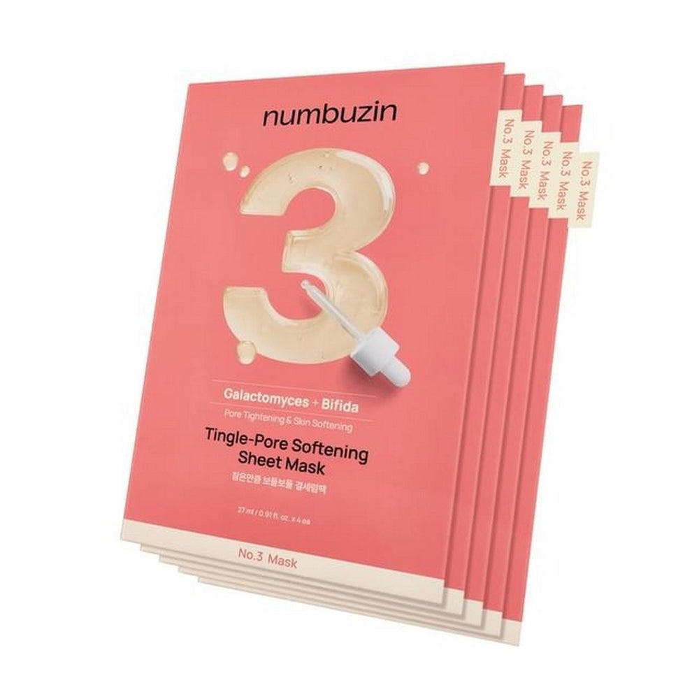 NUMBUZIN No.3 Tingle-Pore Softening Sheet Mask 1u – Mascarilla Suavizante de Poros con Bífida y Galactomyces