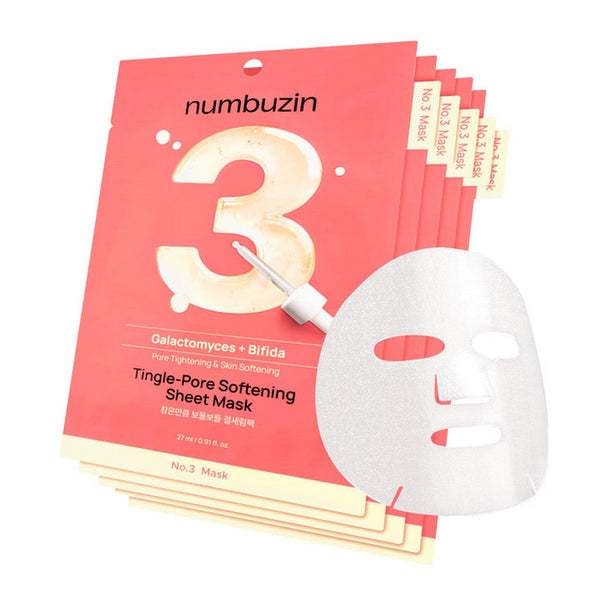 NUMBUZIN No.3 Tingle-Pore Softening Sheet Mask 1u – Mascarilla Suavizante de Poros con Bífida y Galactomyces