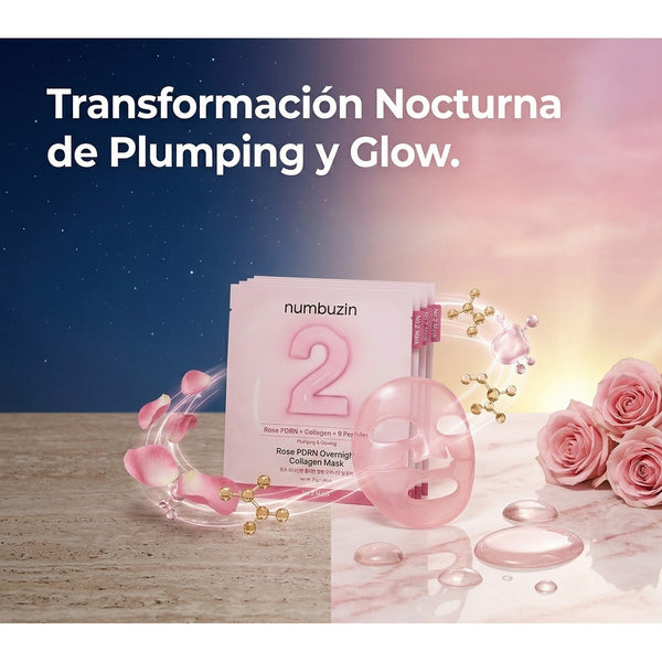 NUMBUZIN No.2 Water Collagen 65% Voluming Sheet Mask 1u – Mascarilla Nocturna Reafirmante con Colágeno y Pdrn de Rosa