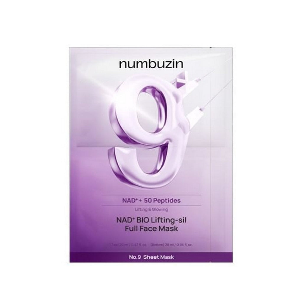 NUMBUZIN No. 9 Nad Bio Lifting-sil Full Face Pack Sheet 1u – Mascarilla Efecto Lifting y Firmeza con Nad+ y 50 Péptidos