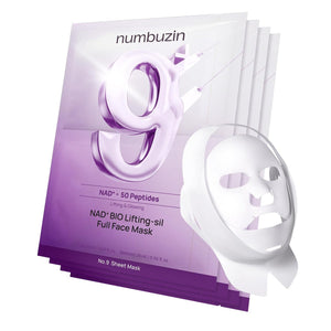 NUMBUZIN No. 9 Nad Bio Lifting-sil Full Face Pack Sheet 1u – Mascarilla Efecto Lifting y Firmeza con Nad+ y 50 Péptidos