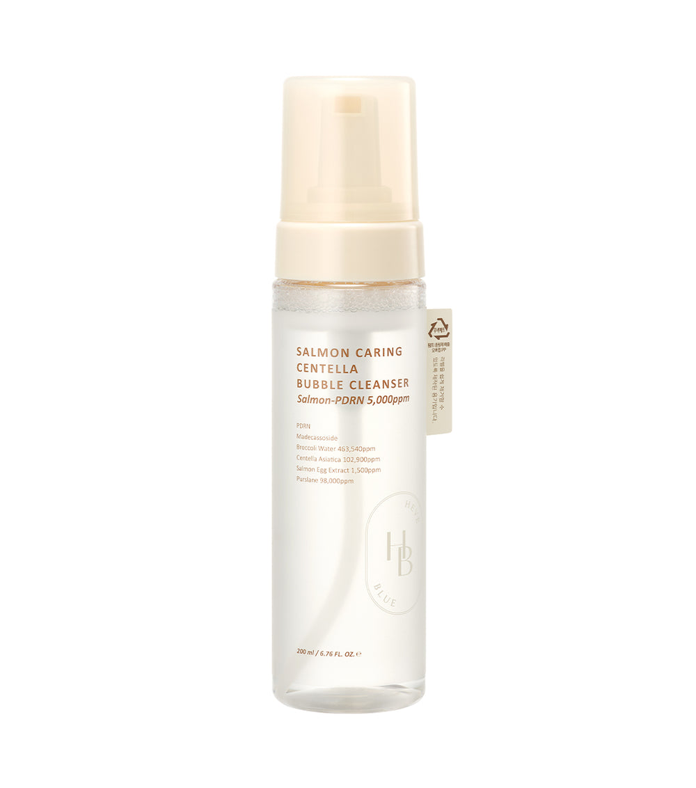 HEVEBLUE Salmon Caring Centella Bubble Cleanser 200ml – Limpiador Espuma Calmante con PDRN y Centella
