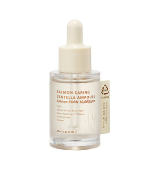 HEVEBLUE Salmon Caring Centella Ampoule 30ml – Ampolla Facial Hidratante Calmante con PDRN, Centella y Ácido Hialurónico