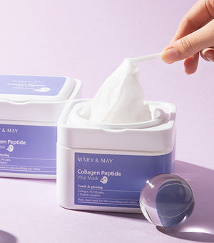 MARY&MAY Collagen Peptide Vital Mask 30u – Mascarilla Facial Reafirmante y Antiarrugas con Colágeno
