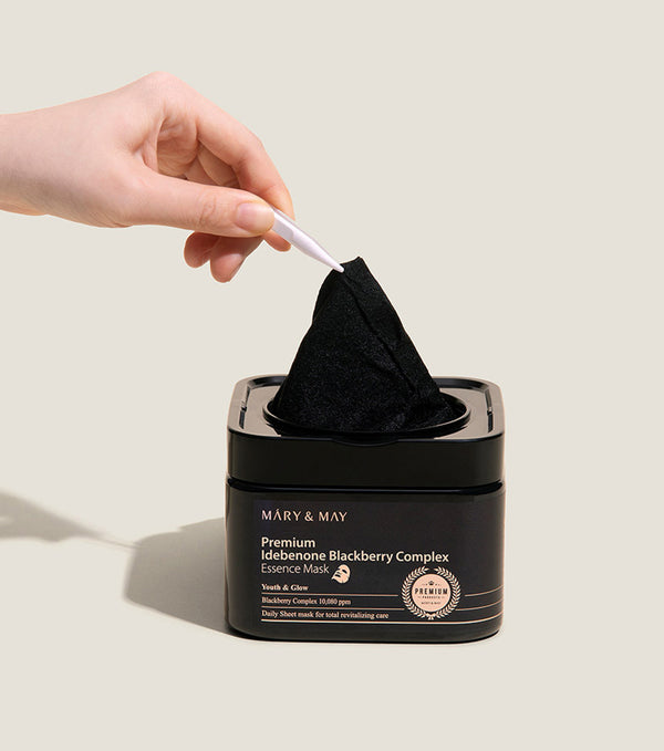 MARY&MAY Premium Idebenone Blackberry Complex Essence Mask 20u – Mascarilla Facial Antioxidante e Iluminadora