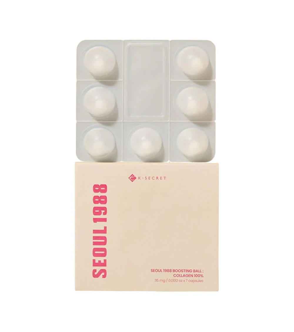 K-SECRET Seoul 1988 Boosting Ball: Collagen 100% 35mg 7Tab – Booster Reafirmante e Hidratante de Colágeno Liofilizado