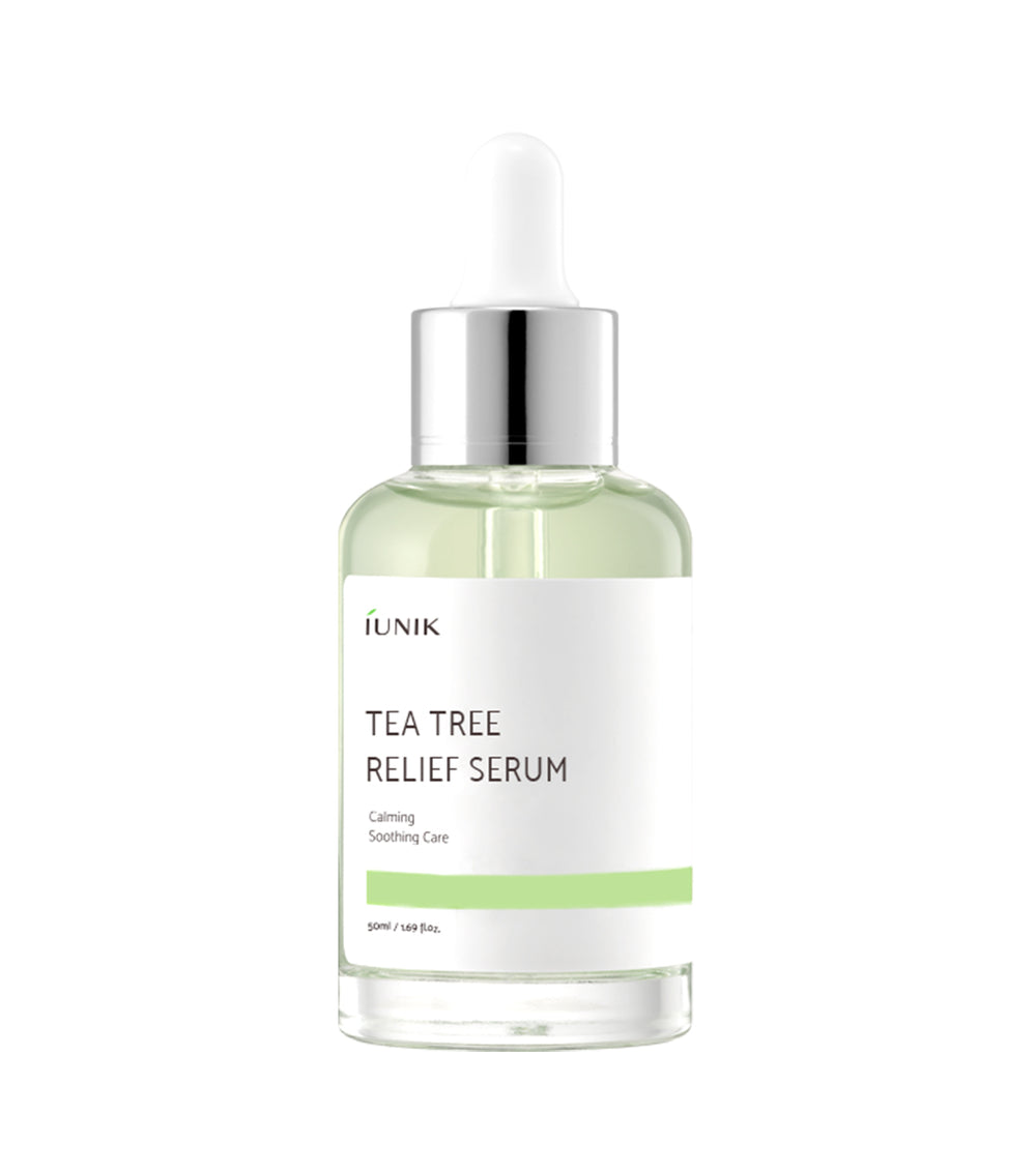 IUNIK Tea Tree Relief Serum 50ml – Sérum Facial Calmante y Antimanchas con Árbol de Té y Centella