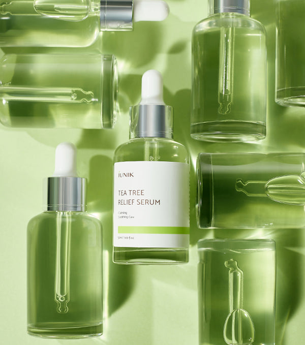 IUNIK Tea Tree Relief Serum 50ml – Sérum Facial Calmante y Antimanchas con Árbol de Té y Centella