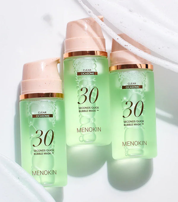 MENOKIN 30 Seconds Quick Bubble Mask Clear 95ml – Mascarilla Facial Calmante con Cica-Exosomas