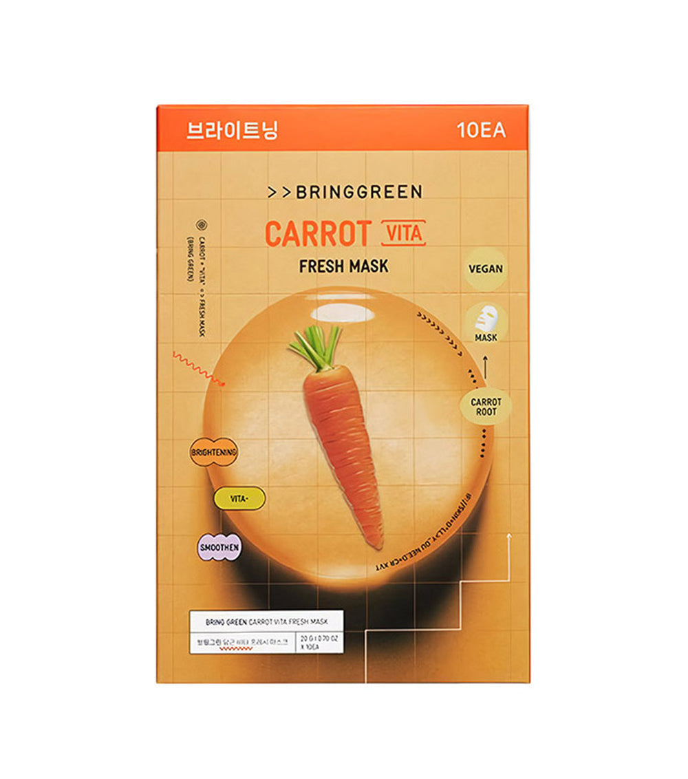 BRING GREEN | Carrot 90% Fresh Mask 1u – Mascarilla Revitalizante e Iluminadora con Agua de Zanahoria y Betacaroteno.