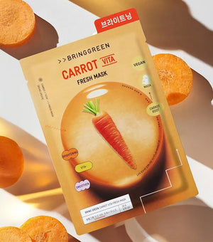 BRING GREEN | Carrot 90% Fresh Mask 1u – Mascarilla Revitalizante e Iluminadora con Agua de Zanahoria y Betacaroteno.