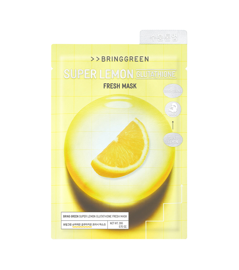 BRING GREEN | Super Lemon Glutathione Fresh Mask 1u – Mascarilla Facial Iluminadora con Limón y Glutatión.