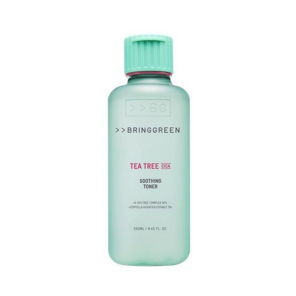 BRING GREEN | Tea Tree Cica Soothing Toner 250ml – Tónico Calmante y Exfoliante con Árbol de Té y Cica.