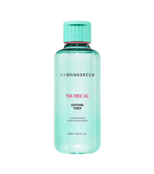 BRING GREEN | Tea Tree Cica Soothing Toner 250ml – Tónico Calmante y Exfoliante con Árbol de Té y Cica.