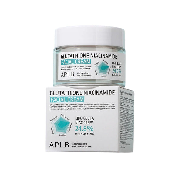 APLB Glutathione Niacinamide Facial Cream 55ml – Crema Hidratante Aclarante y Anti-Manchas con Glutatión y Centella Asiática