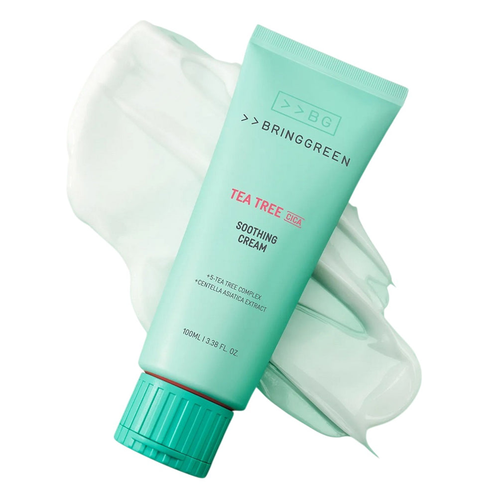 BRING GREEN | Tea Tree Cica Soothing Cream+ 100ml – Crema Calmante e Hidratante con Árbol de Té y Cica.