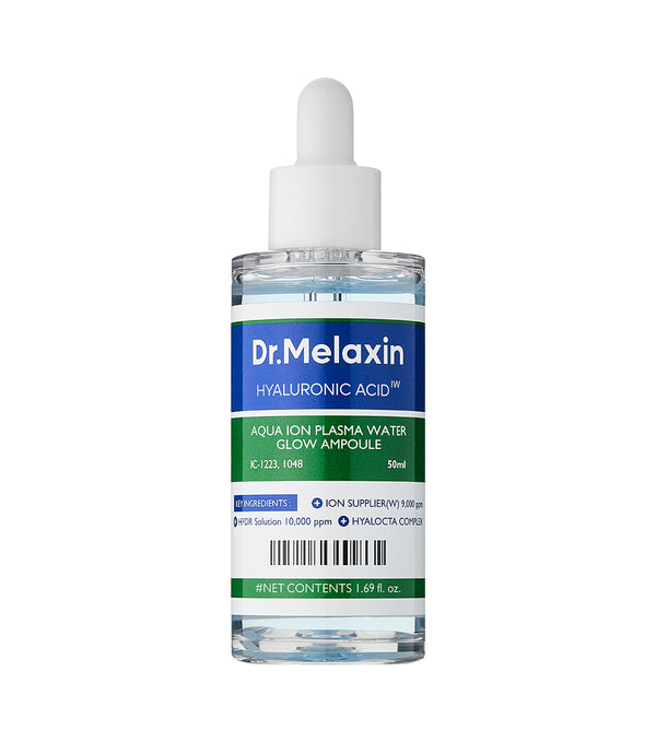 DR. MELAXIN Aqua Ion Plasma Water Glow Ampoule 50ml – Serum Hidratante de Brillo Natural con Ácido Hialurónico y Niacinamida