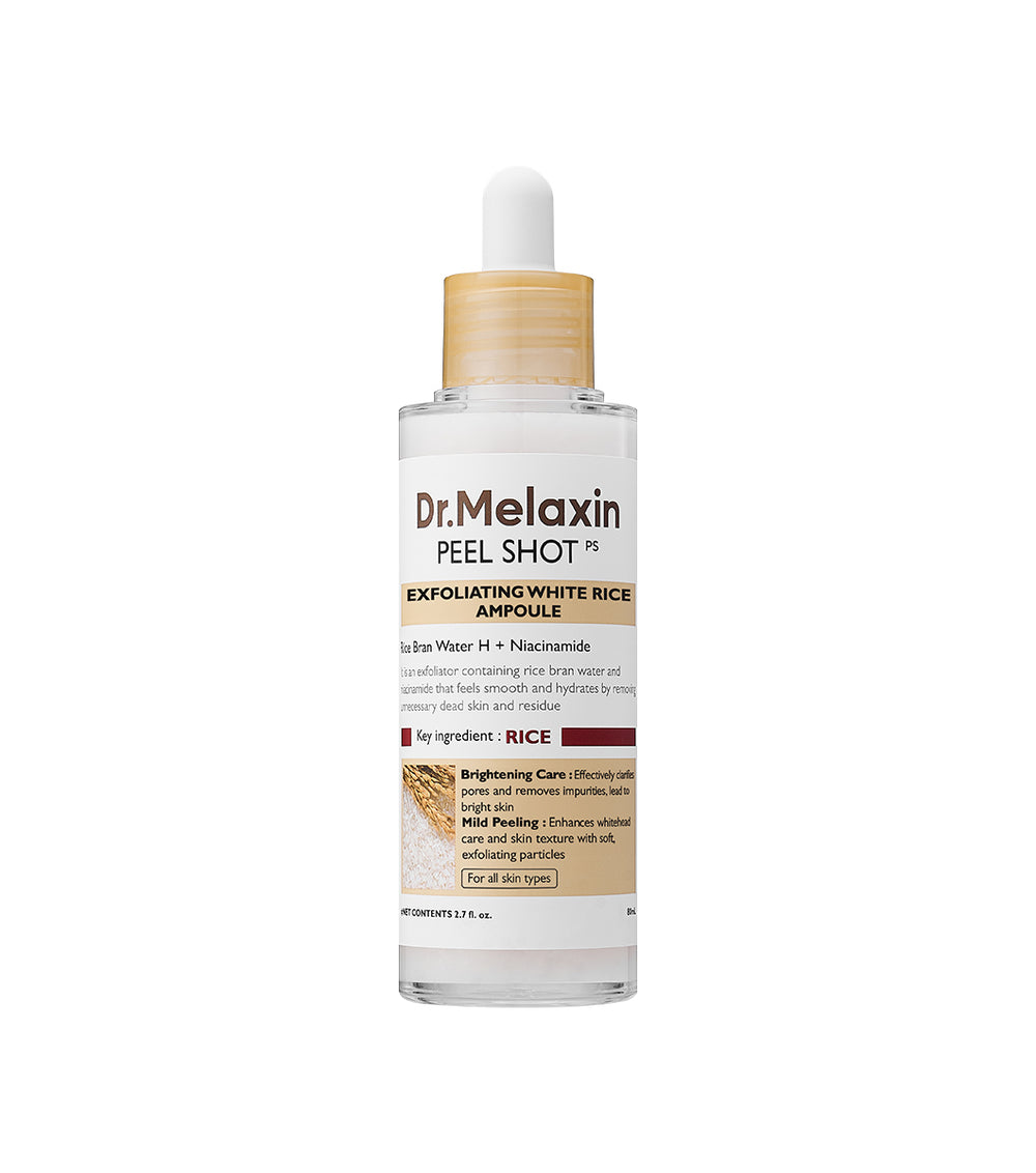 DR. MELAXIN Peel Shot Exfoliating White Rice Ampoule 80ml – Ampolla Exfoliante e Iluminadora con Agua de Salvado de Arroz