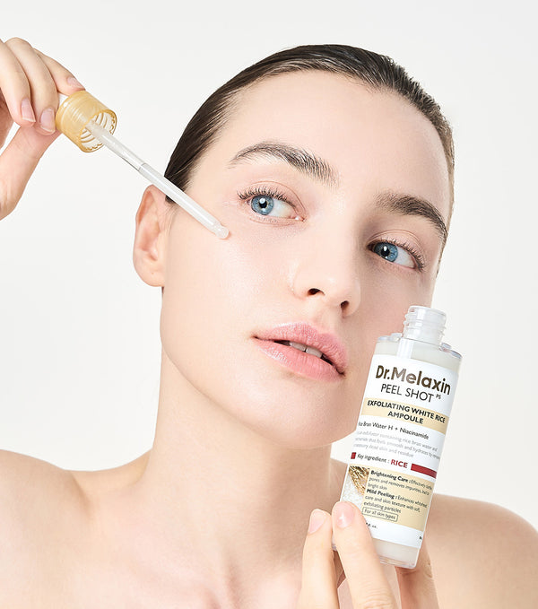 DR. MELAXIN Peel Shot Exfoliating White Rice Ampoule 80ml – Ampolla Exfoliante e Iluminadora con Agua de Salvado de Arroz