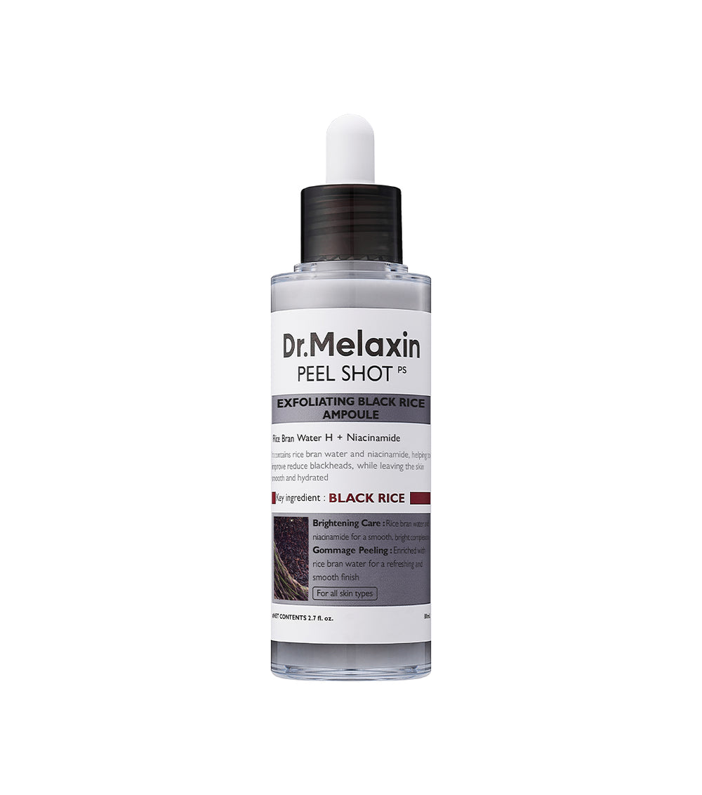 DR. MELAXIN Peel Shot Exfoliating Black Rice Ampoule 80ml – Ampolla Exfoliante Renovadora con Agua de Arroz Negro