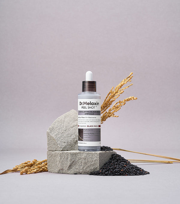 DR. MELAXIN Peel Shot Exfoliating Black Rice Ampoule 80ml – Ampolla Exfoliante Renovadora con Agua de Arroz Negro