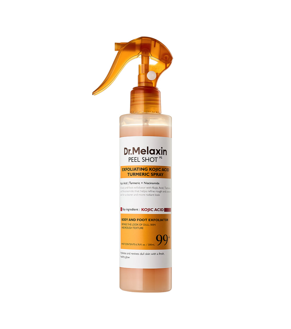 DR. MELAXIN Peel Shot Exfoliating Kojic Acid Turmeric Spray 200ml – Exfoliante Corporal e Iluminador con Ácido Kójico, AHA y PHA