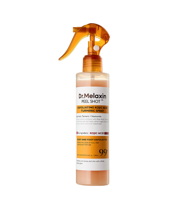 DR. MELAXIN Peel Shot Exfoliating Kojic Acid Turmeric Spray 200ml – Exfoliante Corporal e Iluminador con Ácido Kójico, AHA y PHA