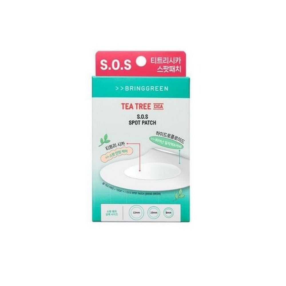 BRING GREEN | Tea Tree Cica SOS Spot Patch 75+25P – Parches Hidrocoloides para Imperfecciones con Árbol de Té y Ácido Salicílico.