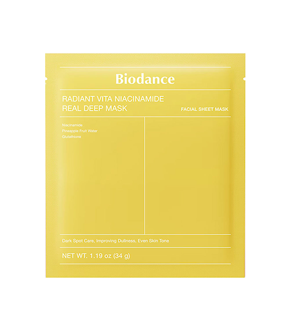 BIODANCE | Radiant Vita Niacinamide Real Deep Mask 34g– Mascarilla de Hidrogel Iluminadora con Niacinamida y Vitaminas.