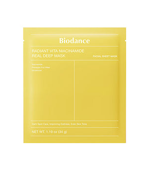 BIODANCE | Radiant Vita Niacinamide Real Deep Mask 34g 1u – Mascarilla de Hidrogel Iluminadora con Niacinamida y Vitaminas.
