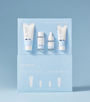 ROUNDLAB 1025 Dokdo Travel Routine Trial Kit (Cleanser 30ml + Toner 20ml + Ampule 10ml + Cream 20ml) – Kit de Rutina Hidratante con Agua de Mar Profunda