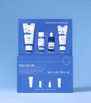 ROUNDLAB 1025 Dokdo Travel Routine Trial Kit (Cleanser 30ml + Toner 20ml + Ampule 10ml + Cream 20ml) – Kit de Rutina Hidratante con Agua de Mar Profunda