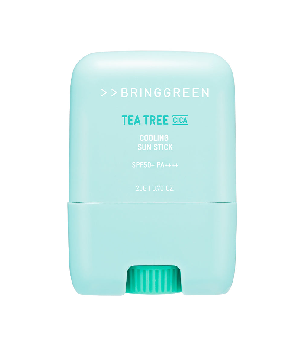 BRING GREEN | Tea Tree Cica Cooling Sun Stick 20g – Protector Solar Calmante en Barra SPF50+ con Árbol de Té y Cica.