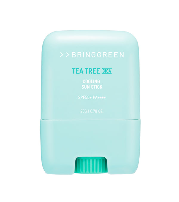 BRING GREEN | Tea Tree Cica Cooling Sun Stick 20g – Protector Solar Calmante en Barra SPF50+ con Árbol de Té y Cica.
