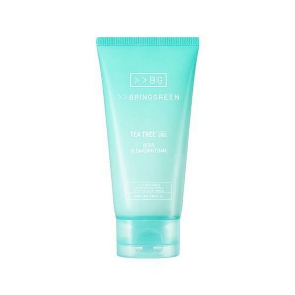 BRING GREEN | Tea Tree Cica Deep Cleansing Foam 120ml – Espuma Limpiadora Purificante con Árbol de Té y Cica.